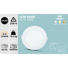9W SIVA ALTI YUVARLAK SLIM LED PANEL BEYAZ GÜNIŞIĞI ILIK BEYAZ